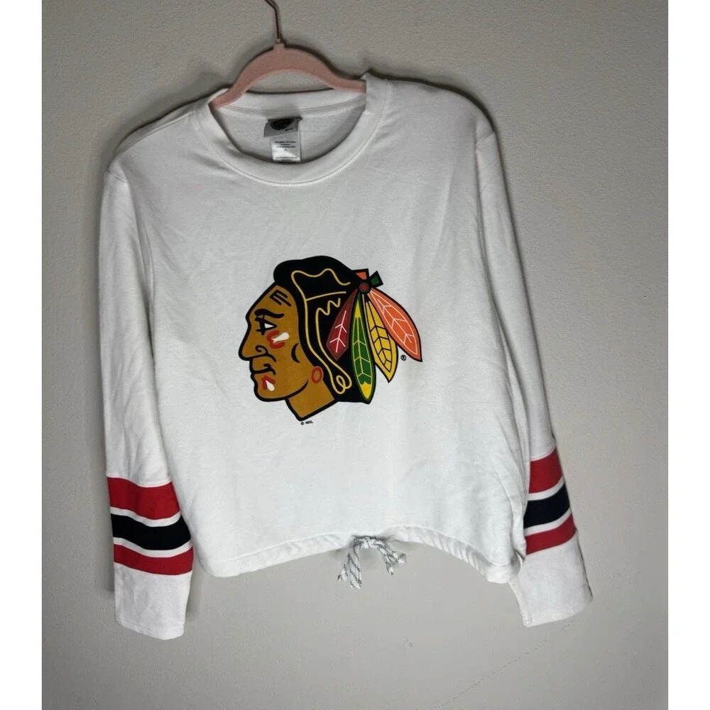 Chicago Blackhawks NHL Crop Sweatshirt White Size M Licensed